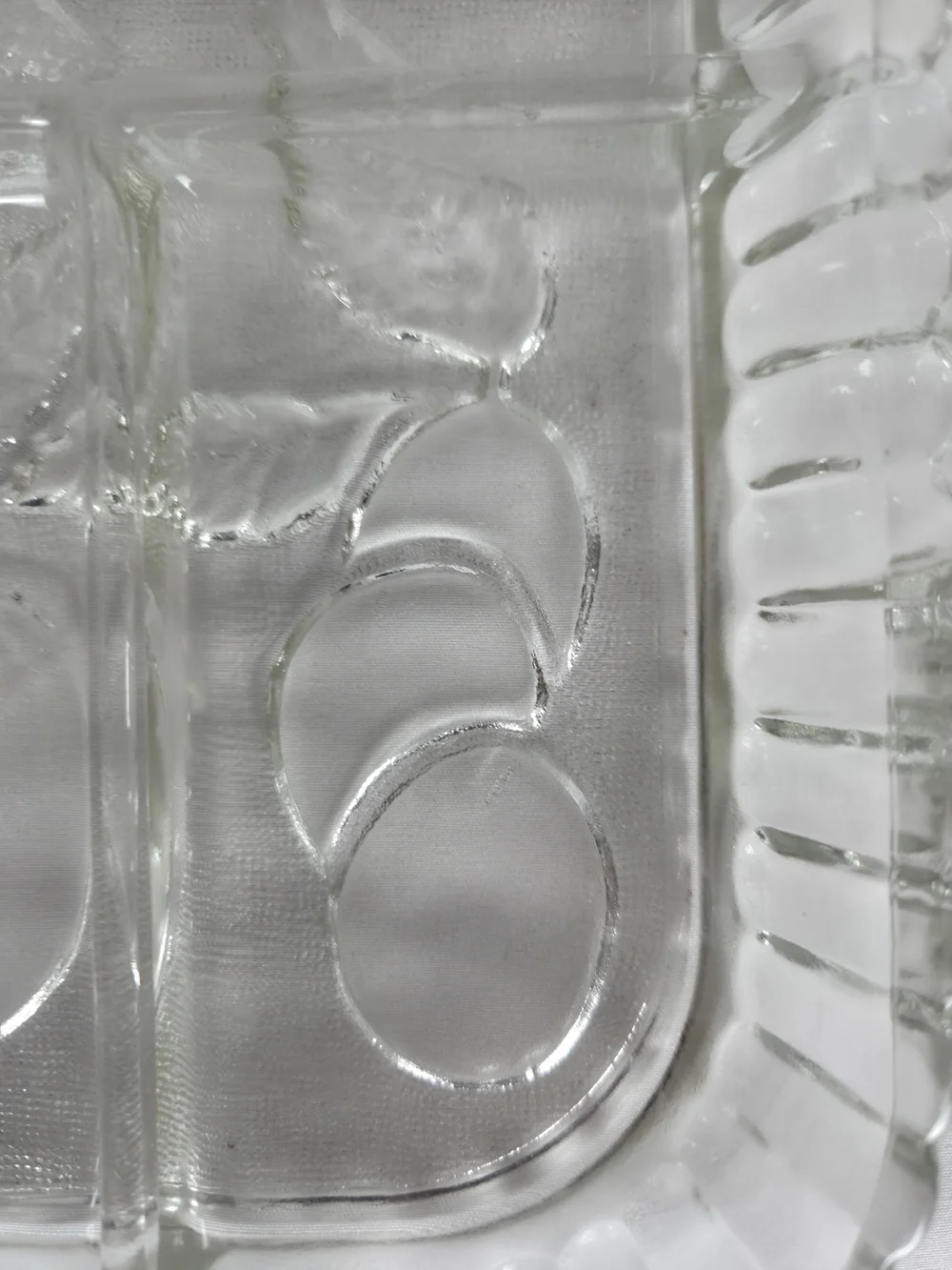 Clear Glass Divided Serving Tray with Fruit Motif